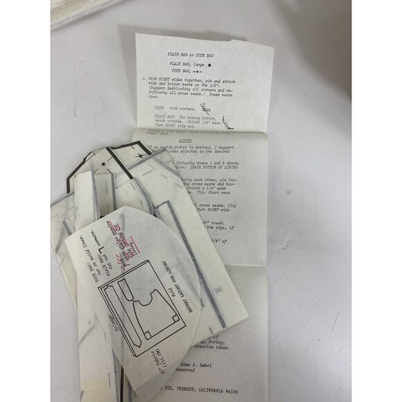 Vtg 1970s Sewing Pattern Flair Bag Tote Cut Complete Instructions Designer Sabol - Picture 7 of 8